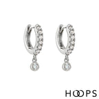 Sterling Silver Mini Stone Set Dini Drop Huggies image 0