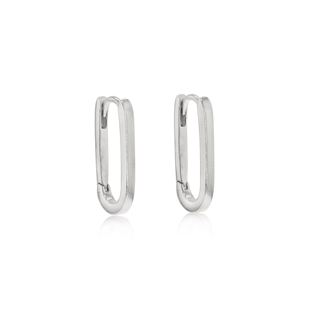 Sterling Silver Rectangular Sia Huggies image 0