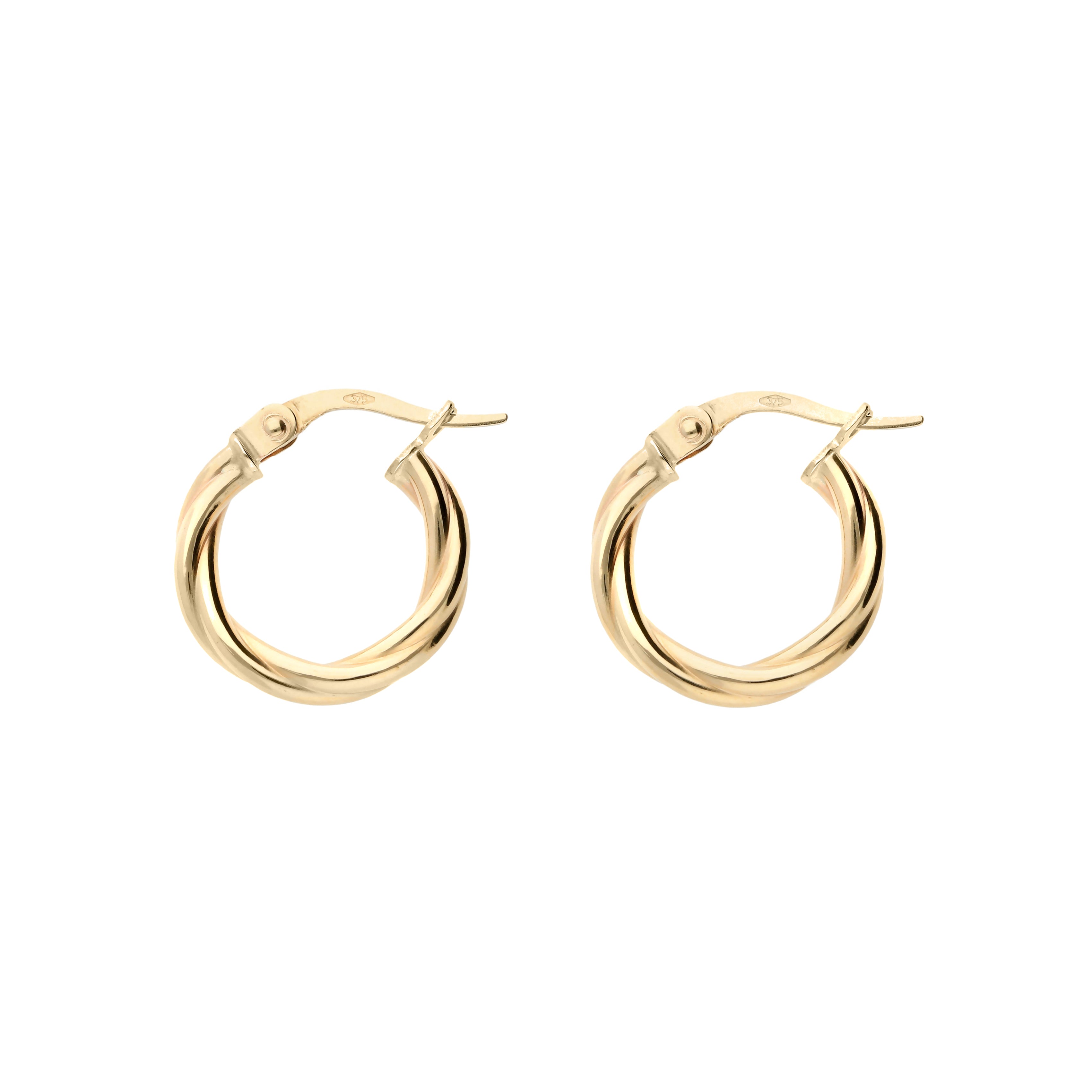 9ct Yellow Gold 15mm Classic Twist Hoops image 0