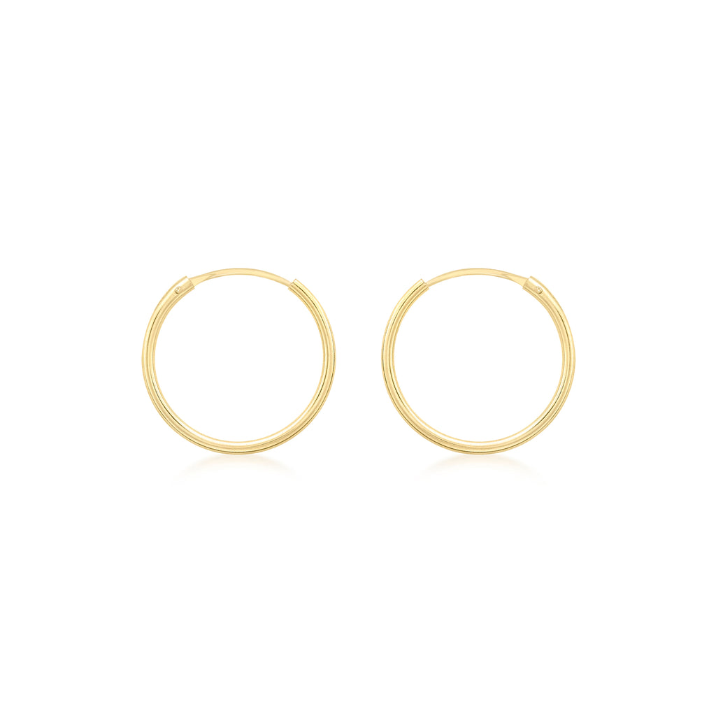 9ct Yellow Gold 15mm Plain Sleeper Hoop Earrings image 2