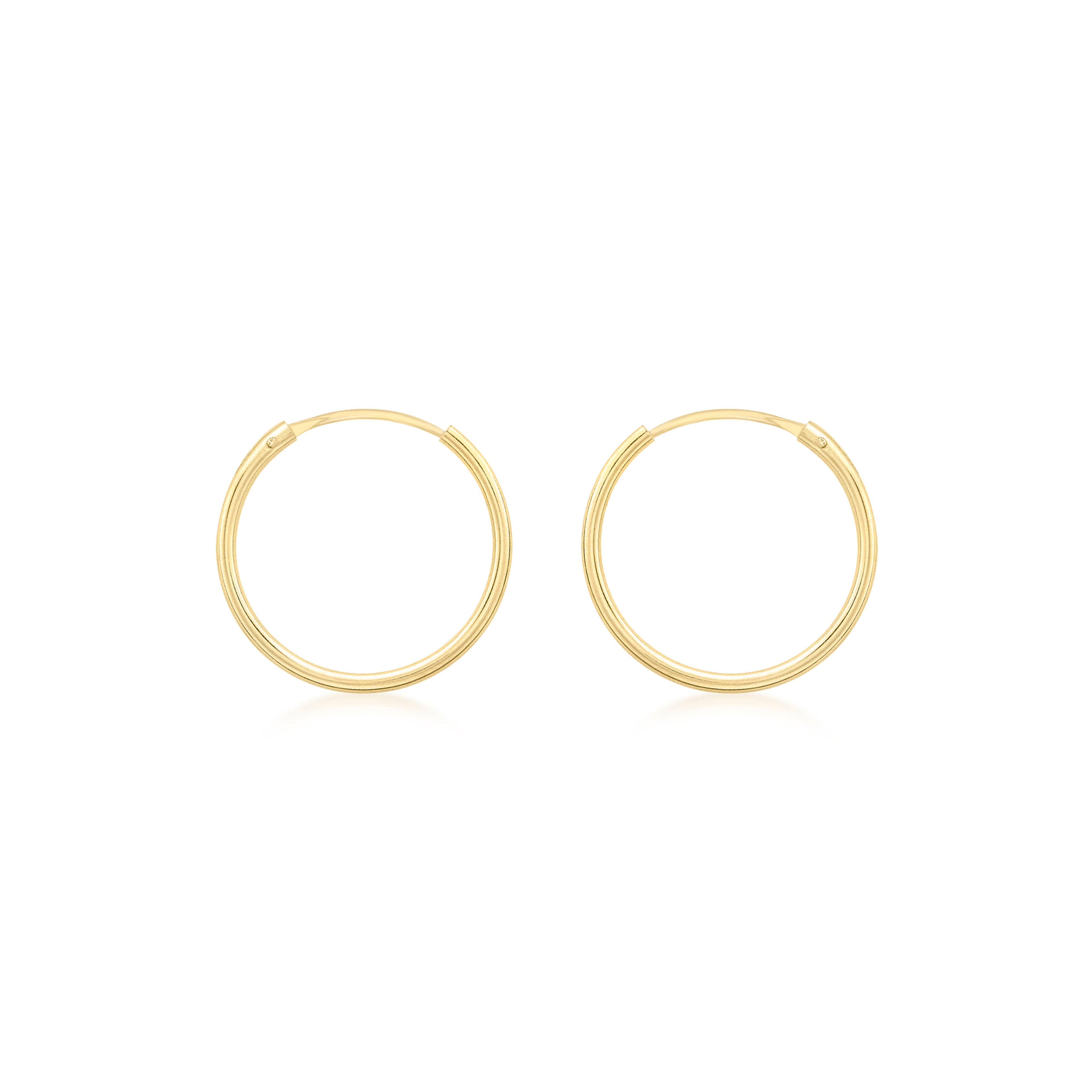 9ct Yellow Gold 15mm Plain Sleeper Hoop Earrings image 2