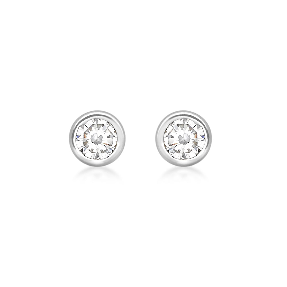 9ct White Gold 3mm CZ Stud Earrings image 0