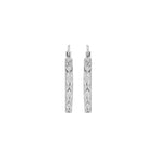 Silver Diamond Cut Satin Creole Hoops image 2