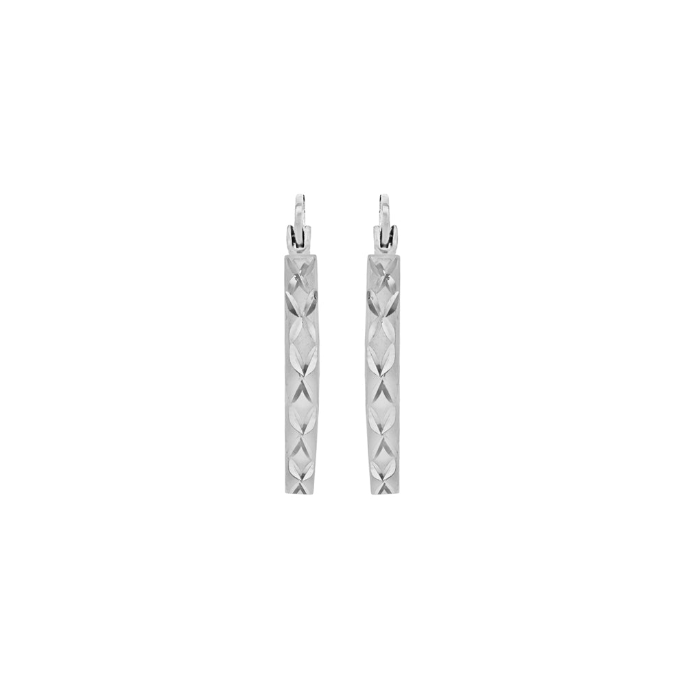 Silver Diamond Cut Satin Creole Hoops image 2