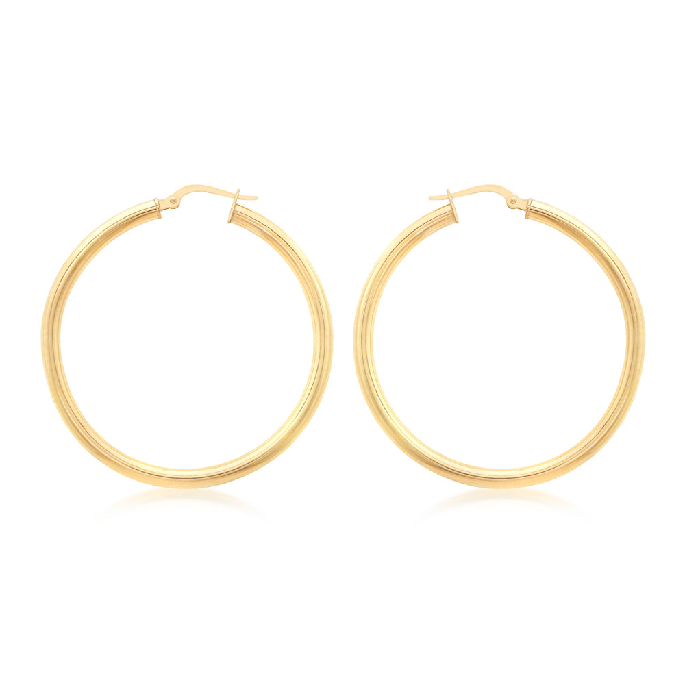 9ct Yellow Gold Round 40mm / 3mm Hoops image 0