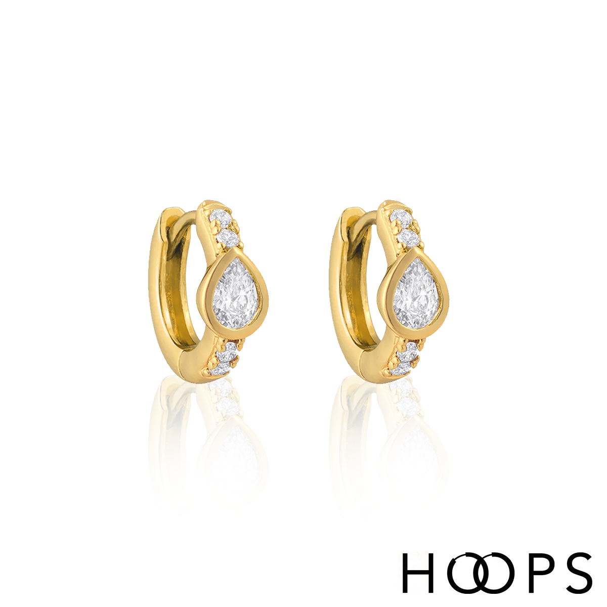 Yellow Gold Vermeil Mini Tear Drop Huggies image 0