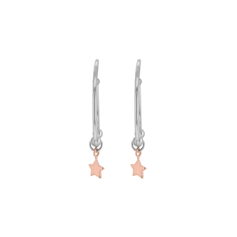 Sterling Silver Star Drop Hoop Earrings image 2