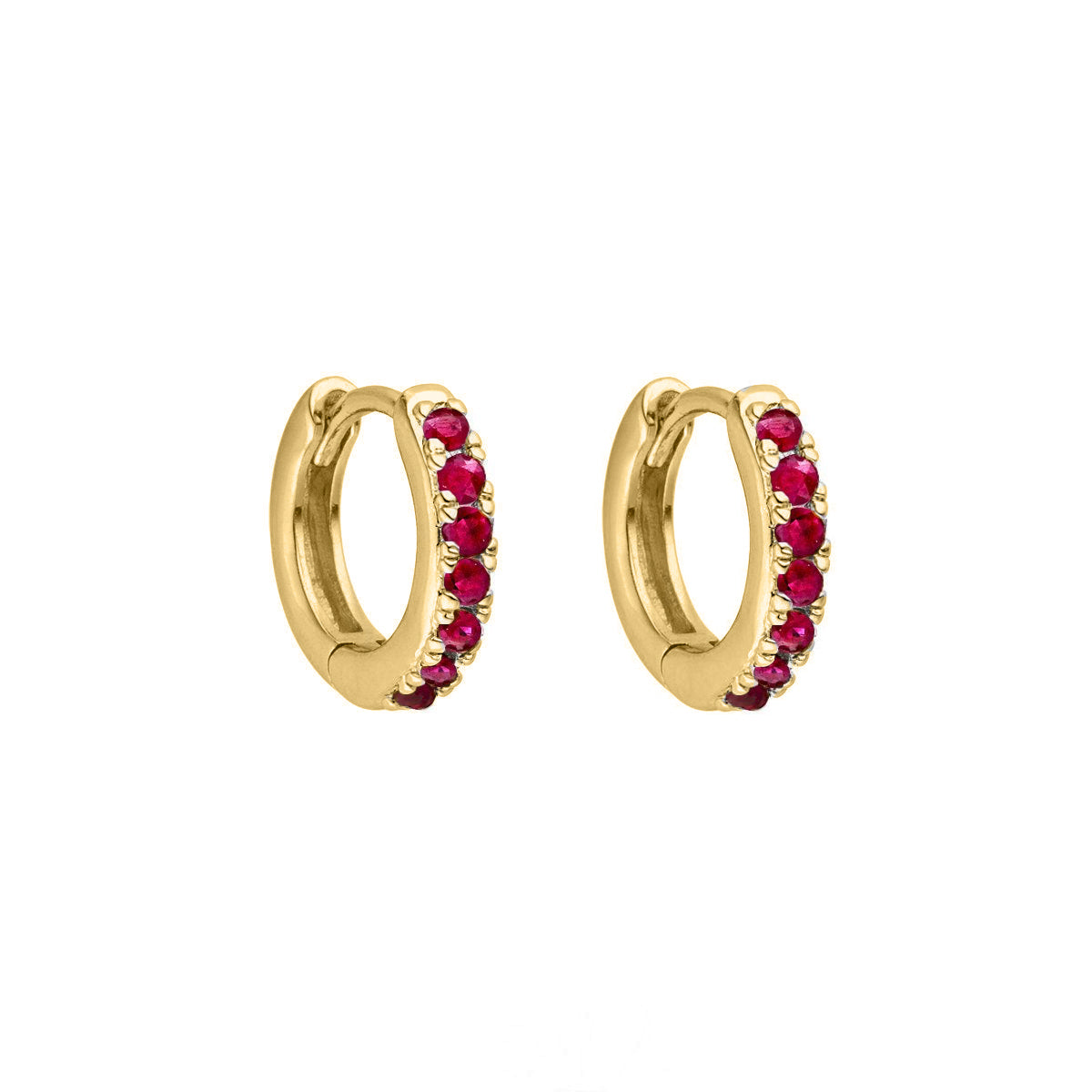 Yellow Gold Vermeil Mini Ruby Huggies image 0