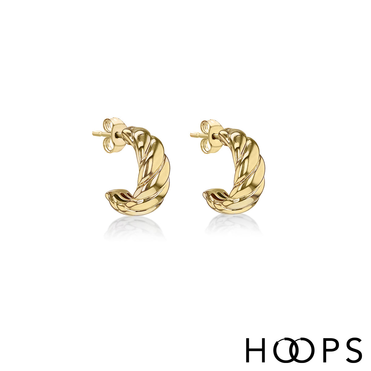 9ct Yellow Gold Twisted Half Hoop Earrings image 0