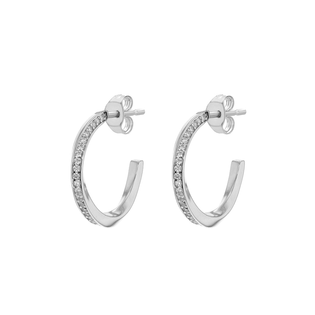Sterling Silver Stone Set Twist Hoops image 0