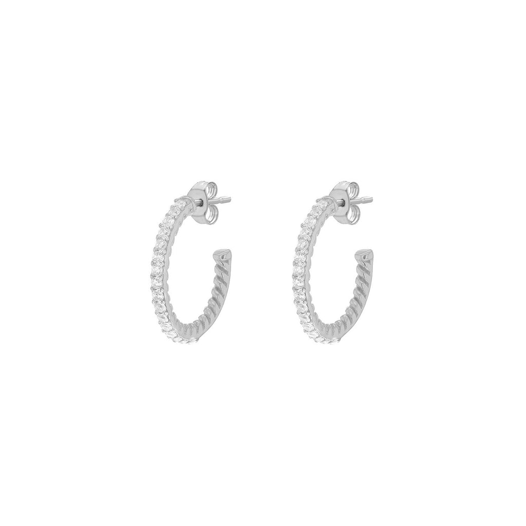 Sterling Silver Stone Set Cannes Half Hoops image 0