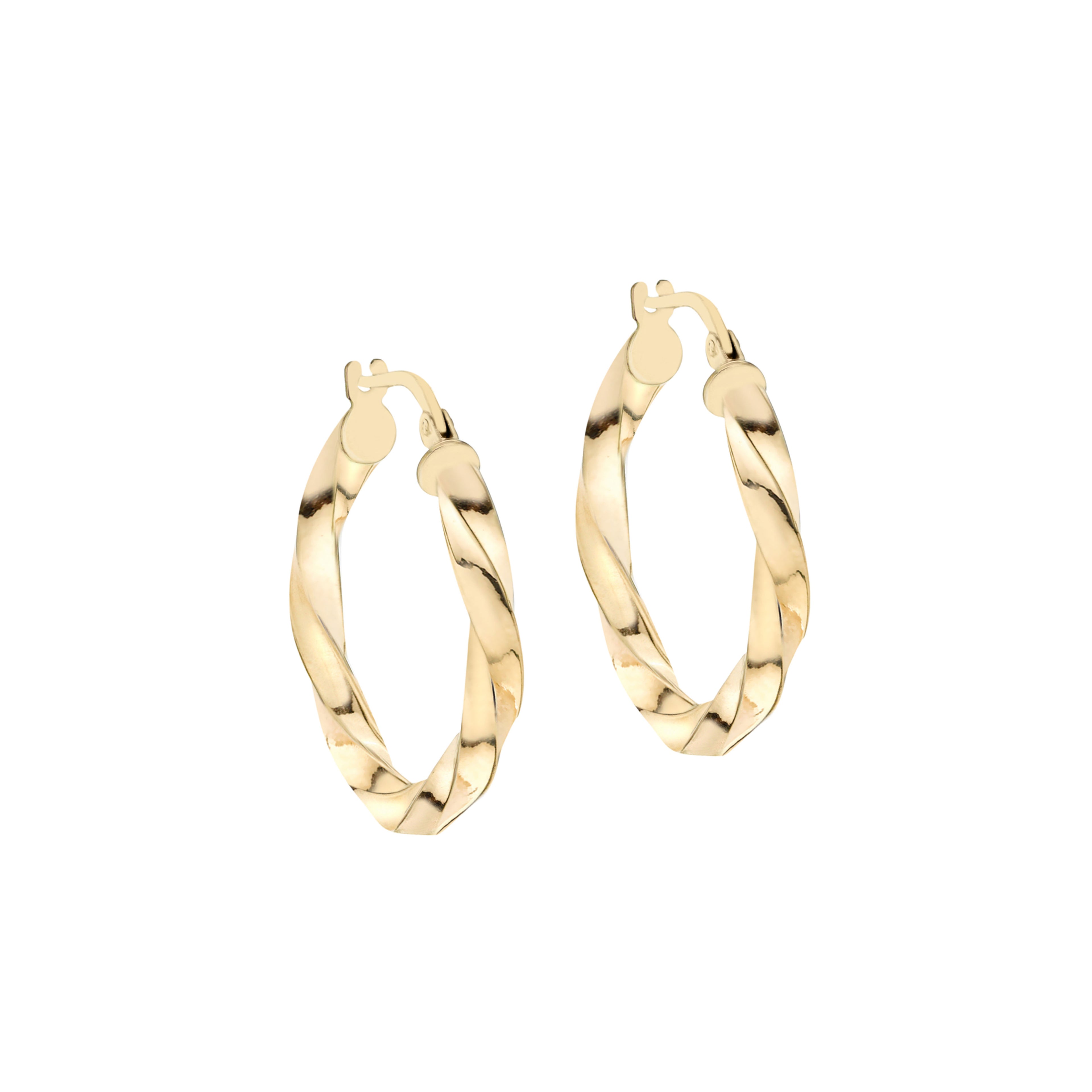 9ct Yellow Gold 23mm Twist Square Creole Earrings image 1