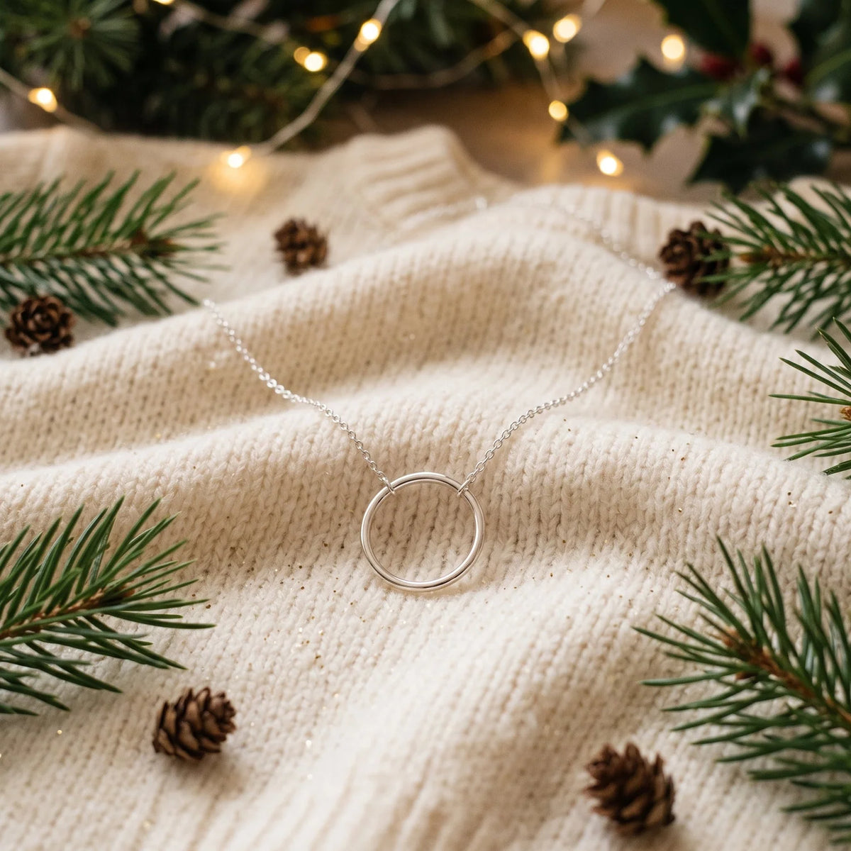 Sterling Silver Circle Necklace - Adjustable Chain