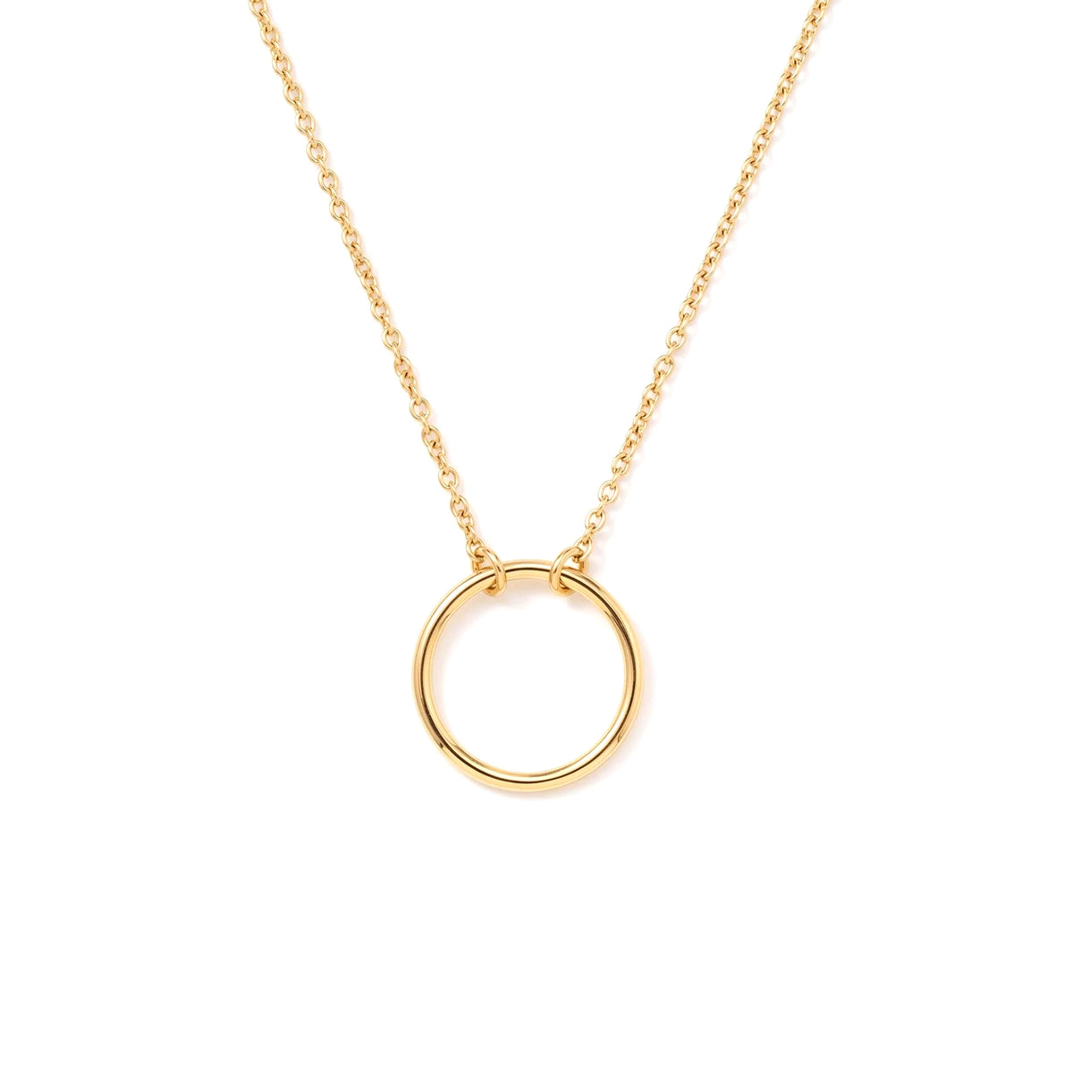 Yellow Gold Vermeil Circle Necklace - Adjustable Chain