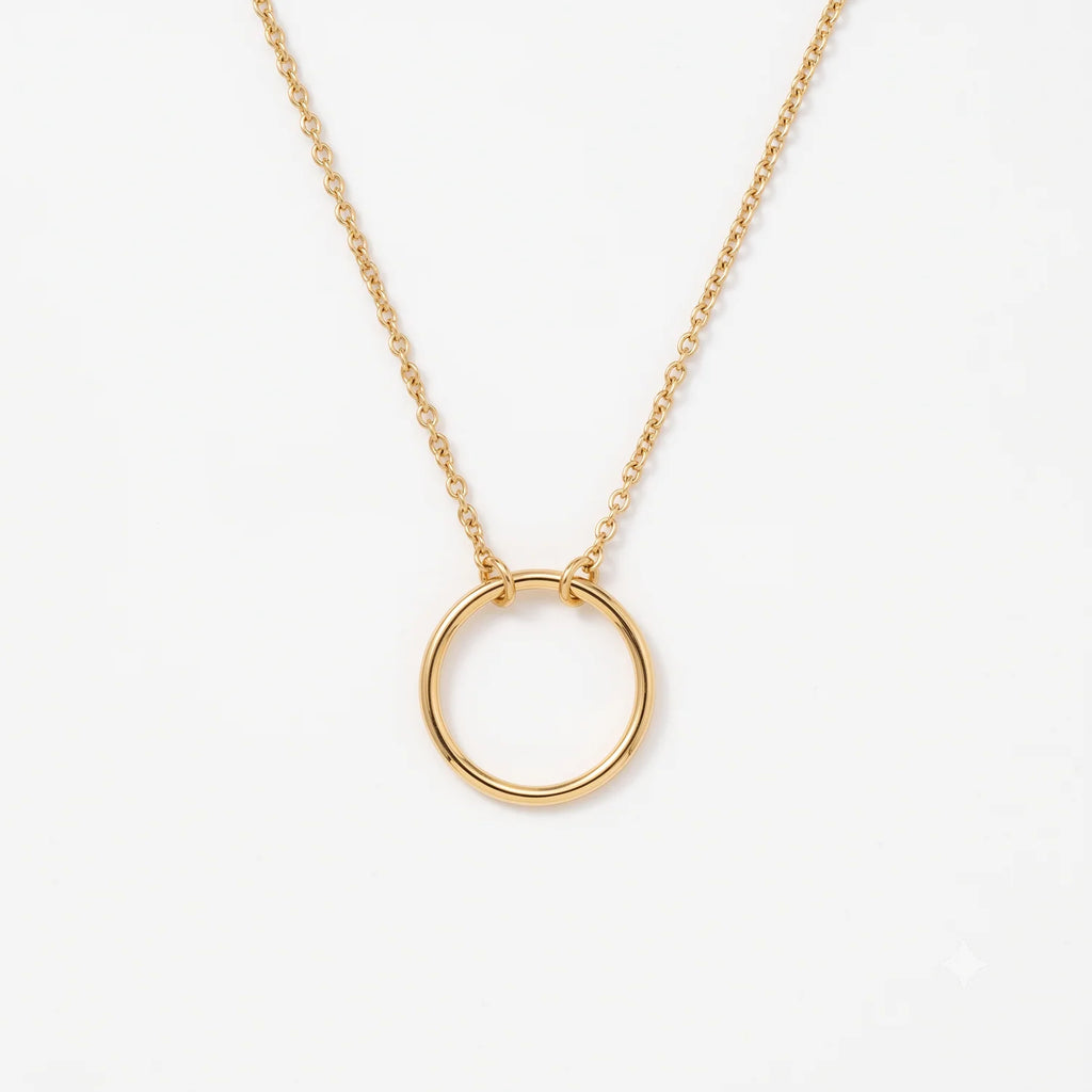Yellow Gold Vermeil Circle Necklace - Adjustable Chain