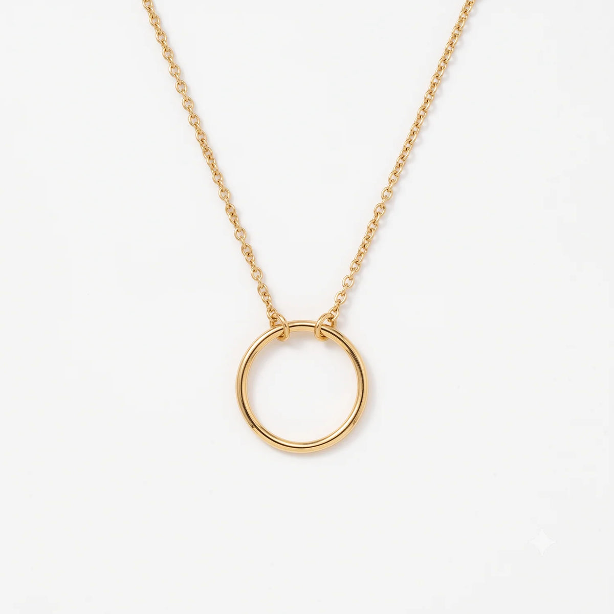 Yellow Gold Vermeil Circle Necklace - Adjustable Chain