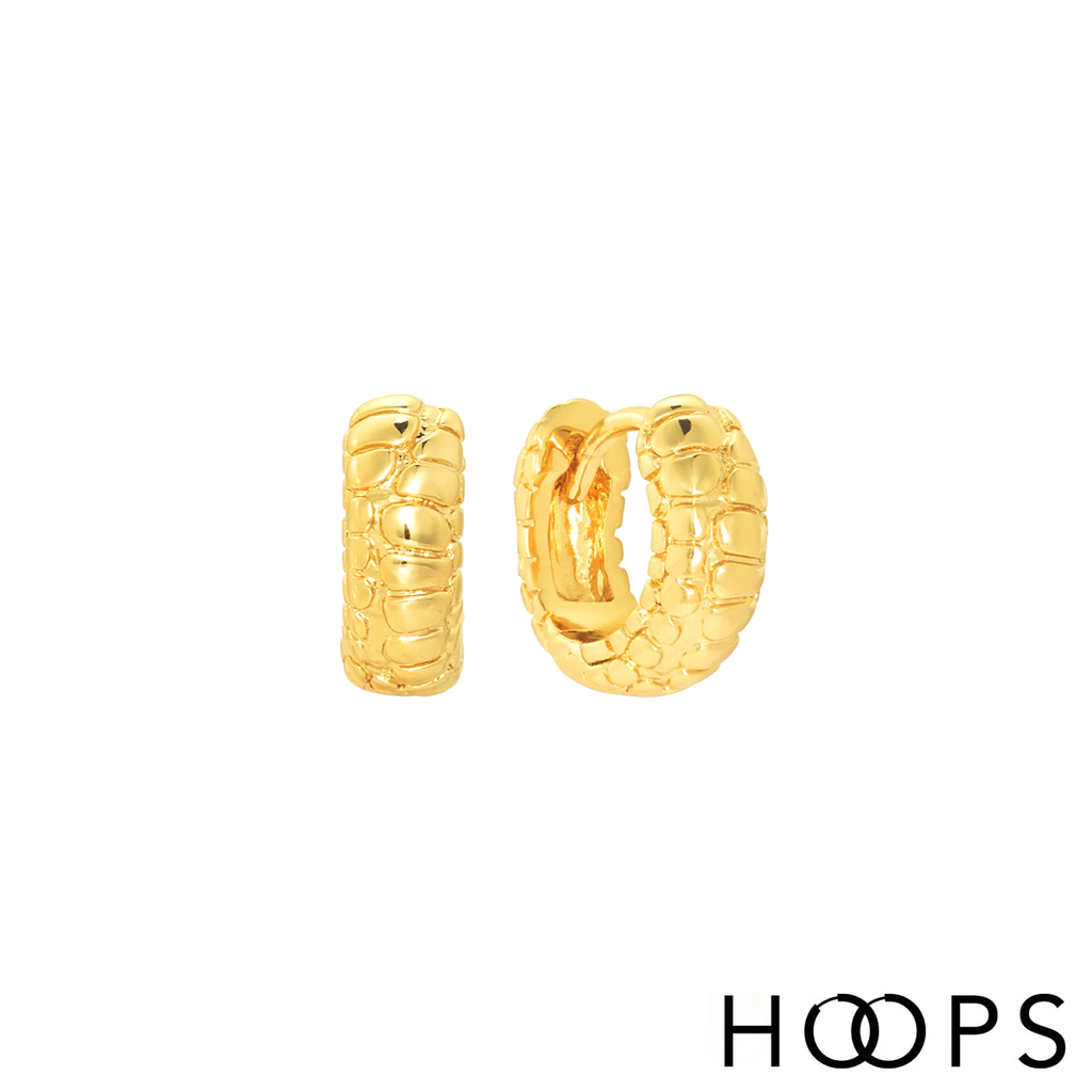 Yellow Gold Vermeil Vintage Embossed Huggies