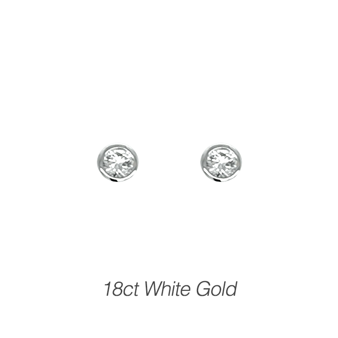 18ct White Gold 0.30ct Rubover Diamond Studs
