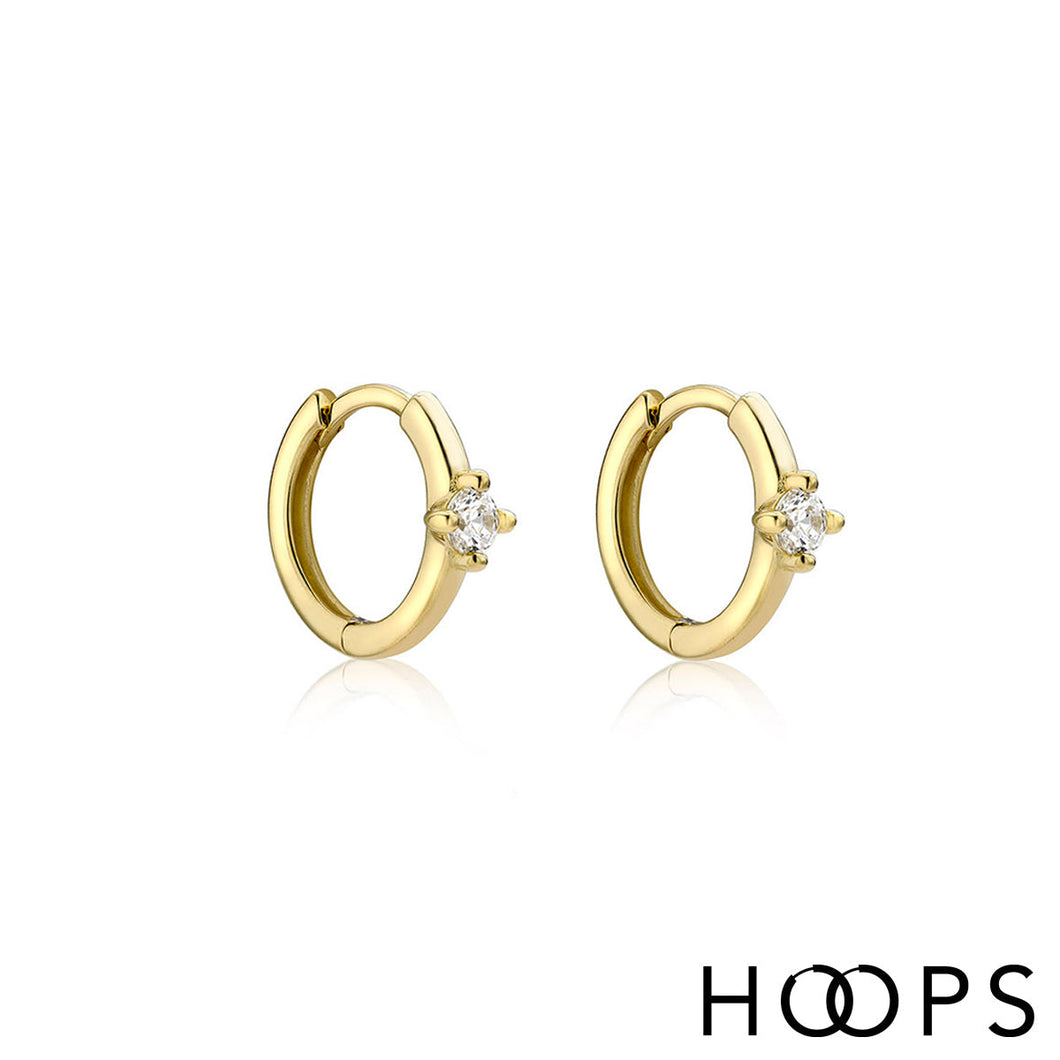 9ct Gold Stone Set Huggy Clicker Earrings