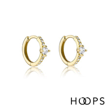 Load image into Gallery viewer, 9ct Gold Stone Set 13mm Huggy Earring
