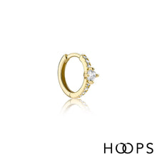 Load image into Gallery viewer, 9ct Gold Stone Set 13mm Huggy Earring
