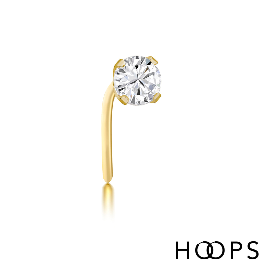 9ct Yellow Gold 3mm Stone Set Nose Stud