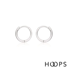 Load image into Gallery viewer, 9ct gold 11mm huggy clicker earring white gold / pair
