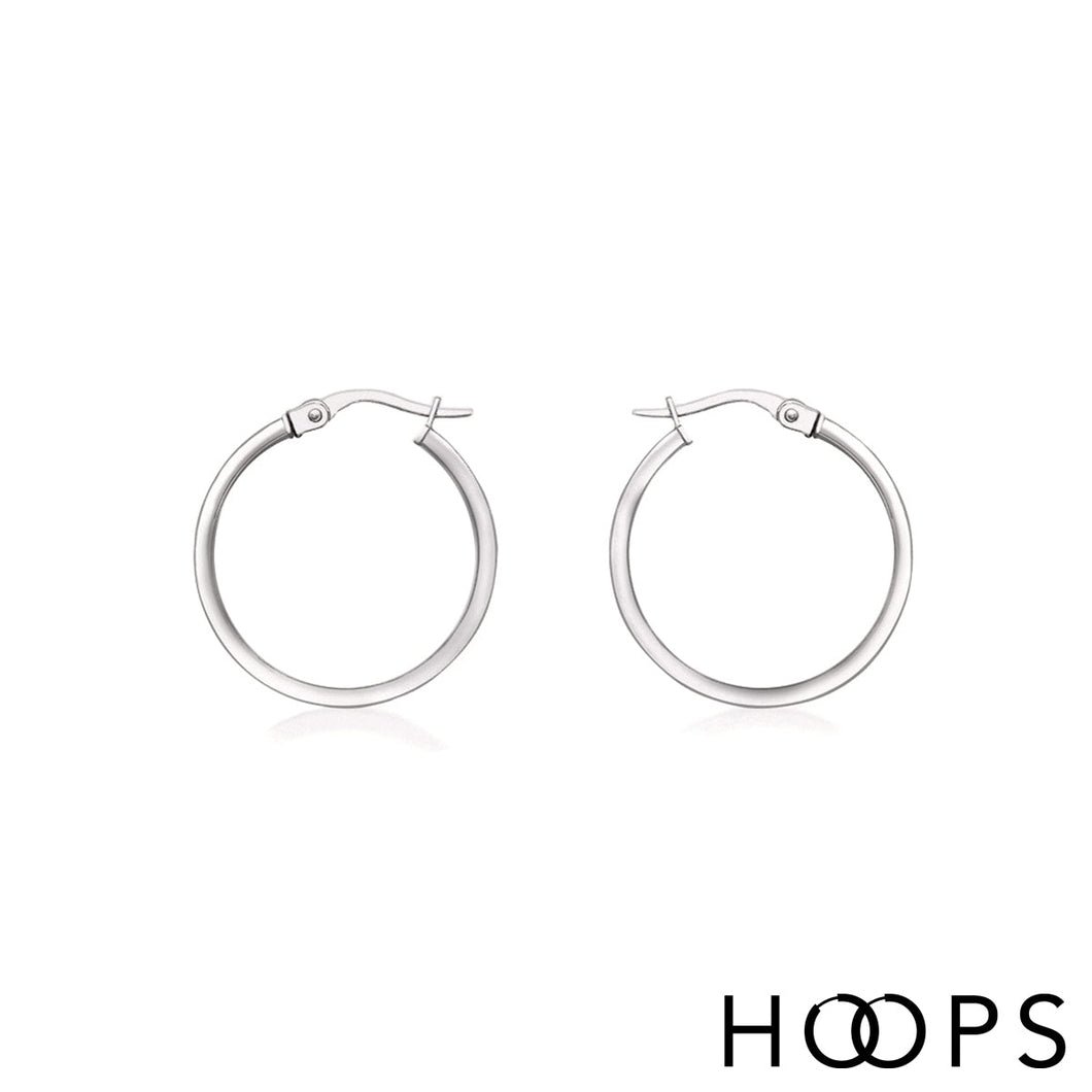 9ct White Gold Roz Creole Hoops
