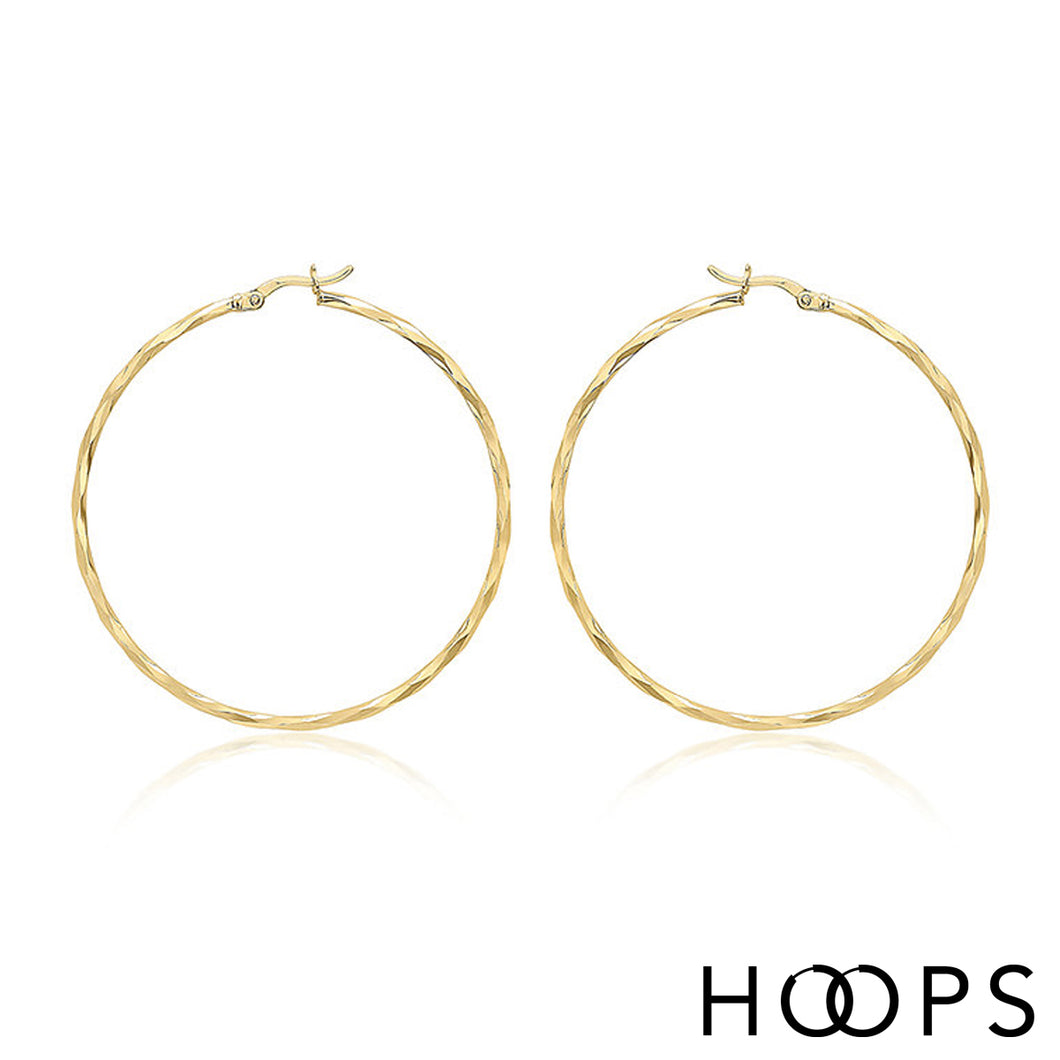 9ct Yellow Gold Diana Hoops