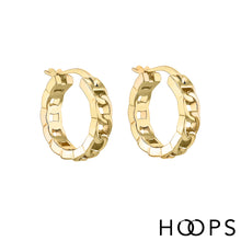 Load image into Gallery viewer, Silver Chunky Curb Chain Hoop Earrings
