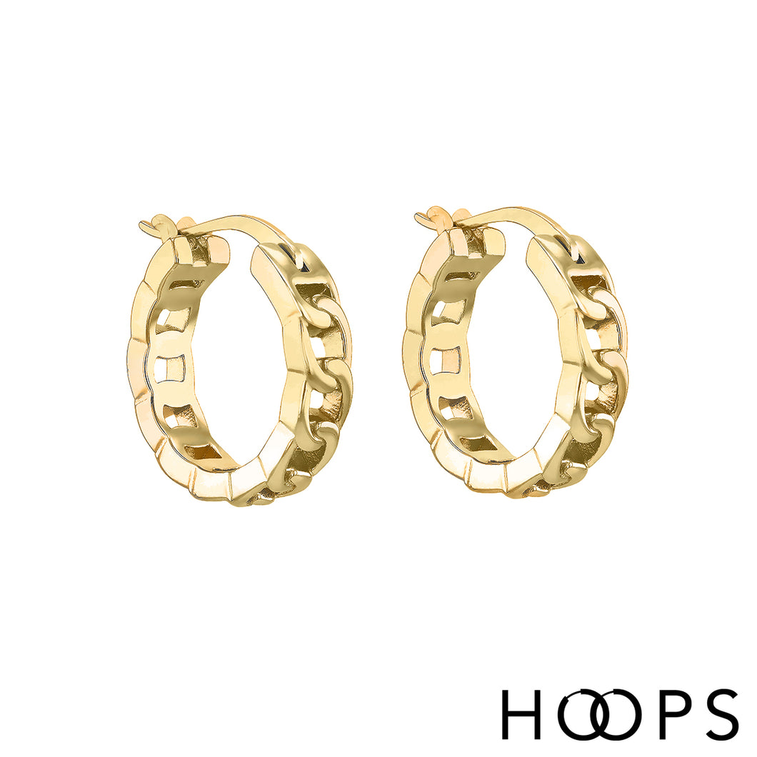 Chunky Curb Chain Hoop Earrings