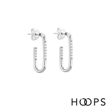 Load image into Gallery viewer, Silver Oliver Rectangular 25mm Hoop Earrings
