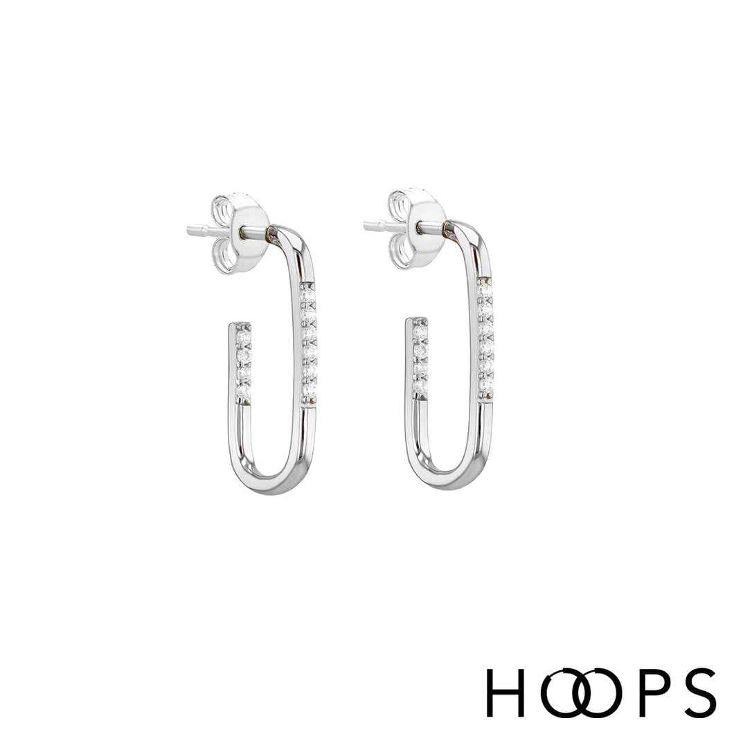 Silver Oliver Rectangular 25mm Hoop Earrings