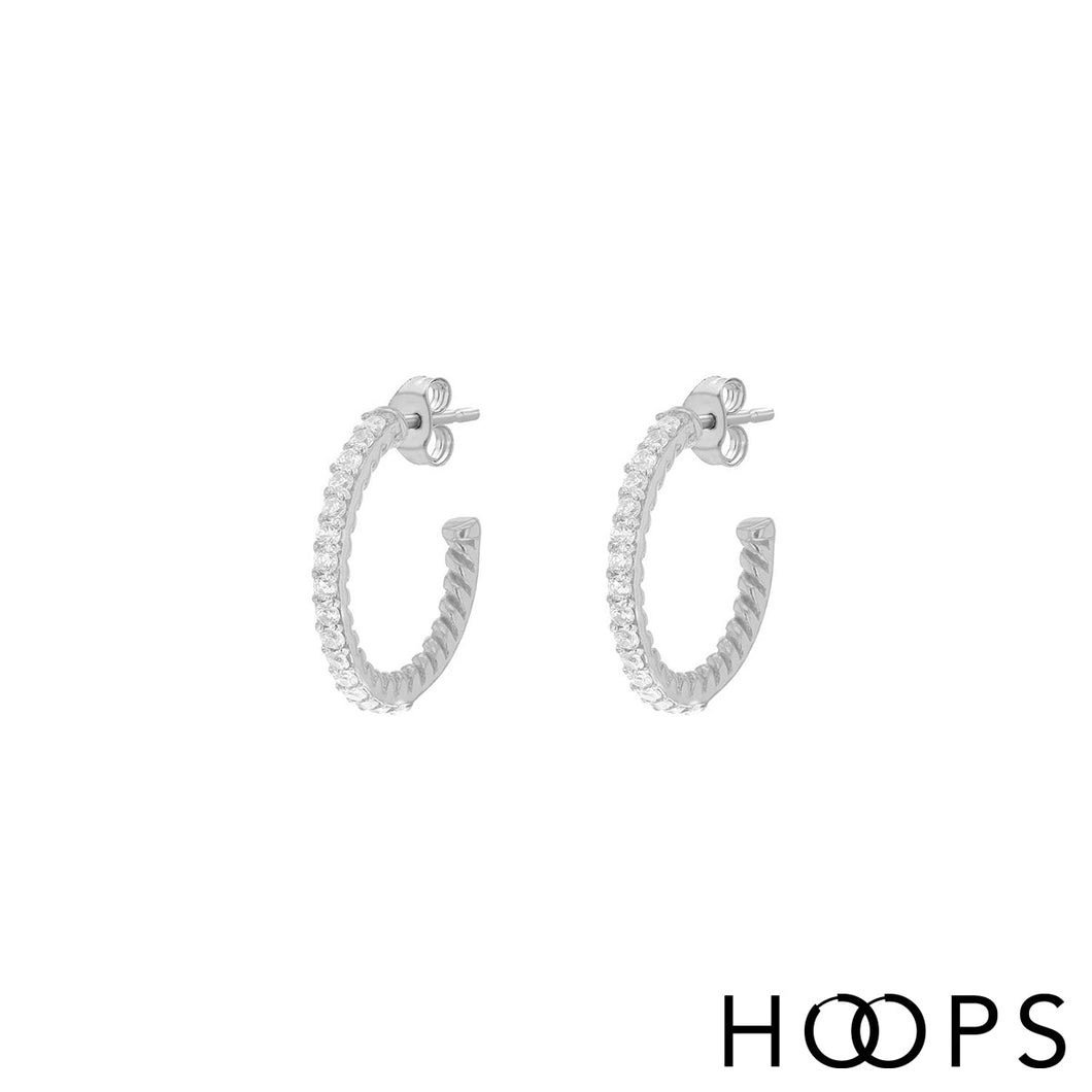 Stone Set Silver Cannes Hoops