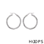 Sterling Silver 30mm Signature Silver Twist Hoops