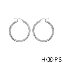 Load image into Gallery viewer, Signature Silver Twist Hoops
