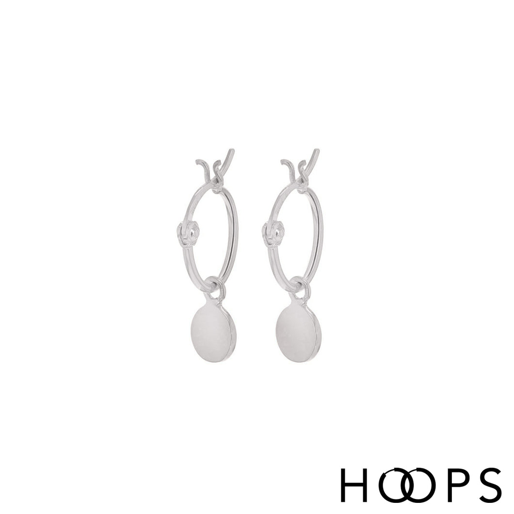 Disc Drop Hoop Earrings