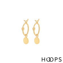 Load image into Gallery viewer, Disc Drop Hoop Earrings
