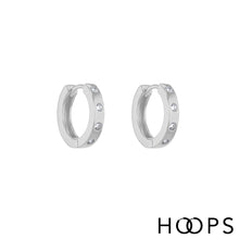 Load image into Gallery viewer, Monty Silver Stone Set Huggy Hoops
