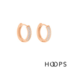 Load image into Gallery viewer, Elly Pavé Rose Gold Huggy Hoops
