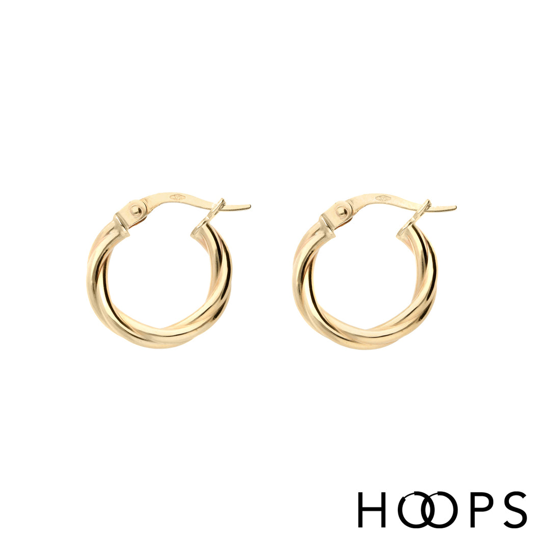 9ct Yellow Gold Classic Twist Hoops
