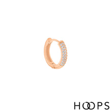 Load image into Gallery viewer, Elly Pavé Rose Gold Huggy Hoops
