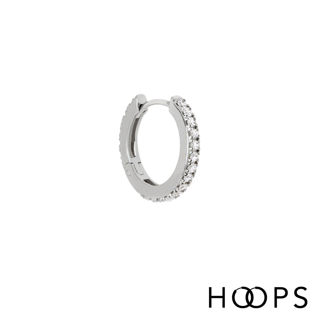 Pavé Silver Luxury Huggy Hoop Clicker