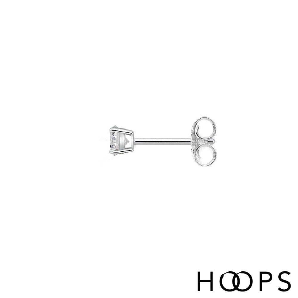 White Gold 3.2mm Diamond Stud Earring