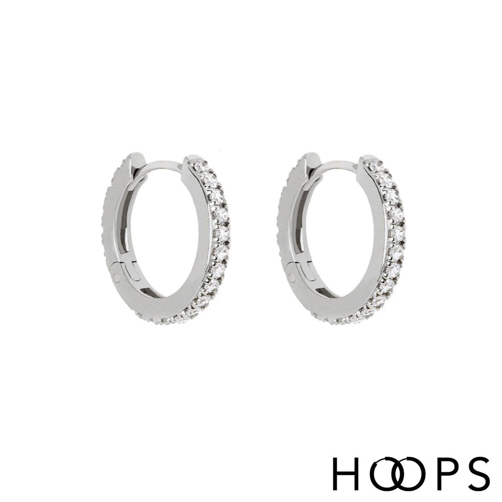 Pavé Silver Luxury Huggy Hoop Earrings