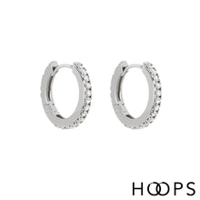 Load image into Gallery viewer, Pavé Silver Luxury Huggy Hoop Clicker
