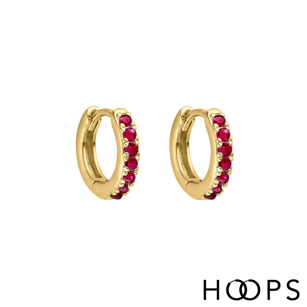 Gold Vermeil Mini Ruby Huggies
